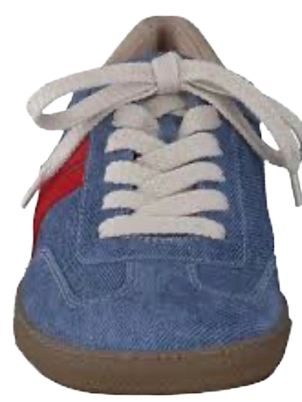 Paul Green Tilly Womens  Sneakers Blue Denim Red Leather Stripes Sz 6.5 NEW